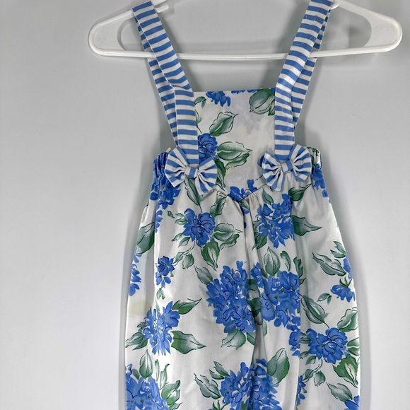 Other - Vintage Baby Girls Neutral Muted Florals Suspender Overalls Jumpsuit Size 18 mo